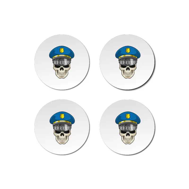 Skull as Police officer with Police hat Bardak Altlığı