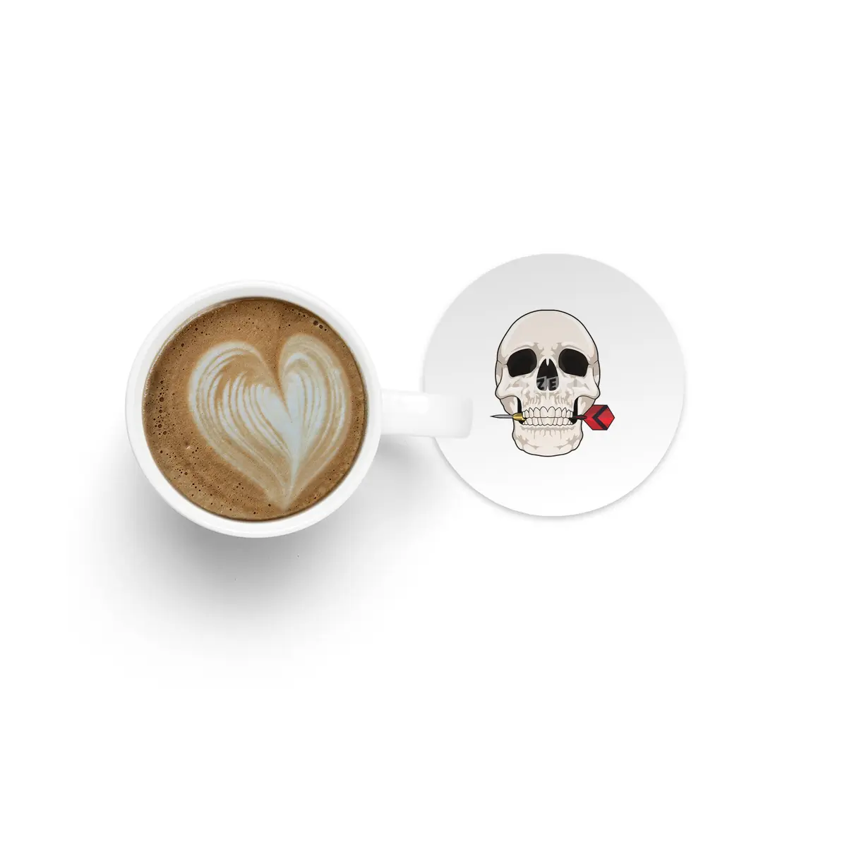 Skull at Darts with Dart Bardak Altlığı