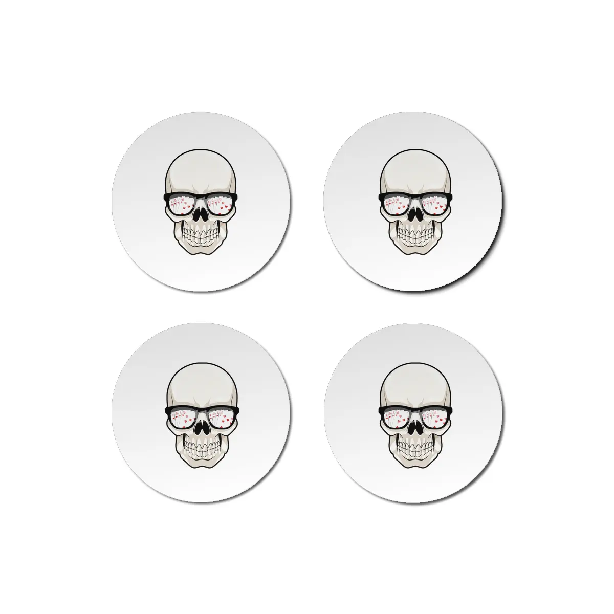 Skull at Poker with Sunglasses Bardak Altlığı