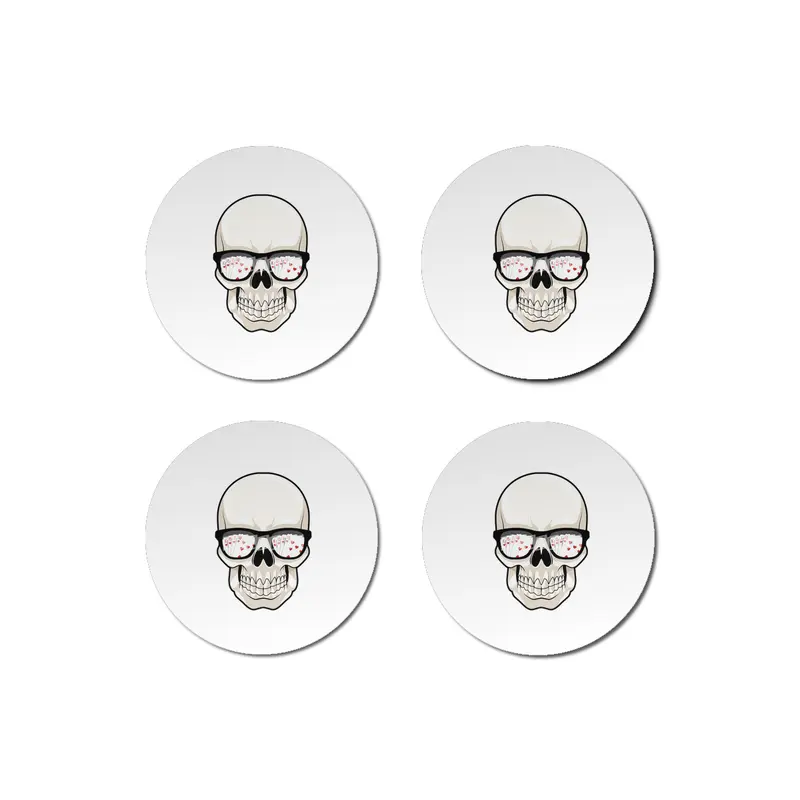 Skull at Poker with Sunglasses Bardak Altlığı