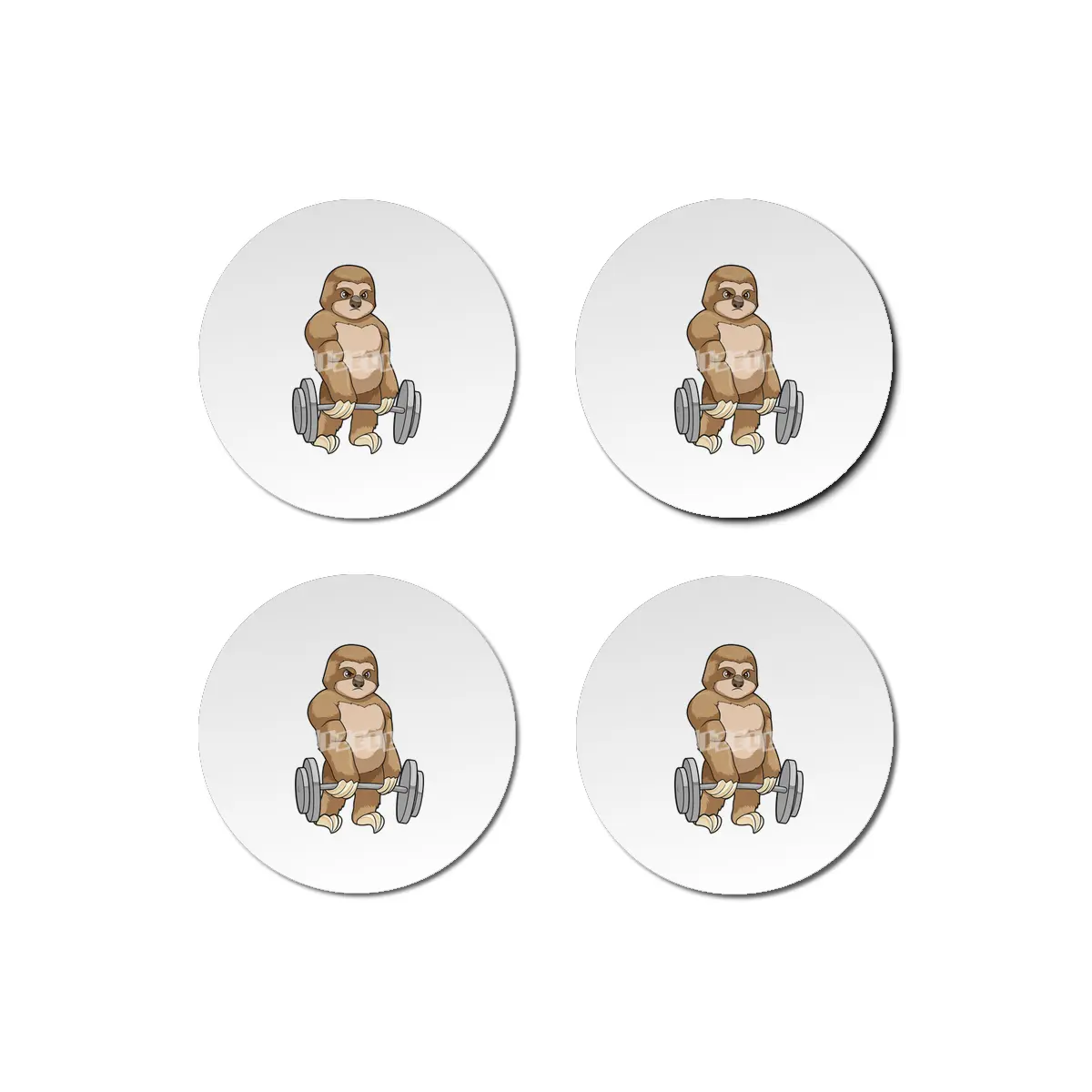 Sloth at Bodybuilding with Barbell Bardak Altlığı