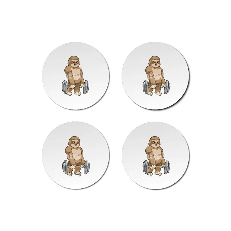 Sloth at Bodybuilding with Barbell Bardak Altlığı