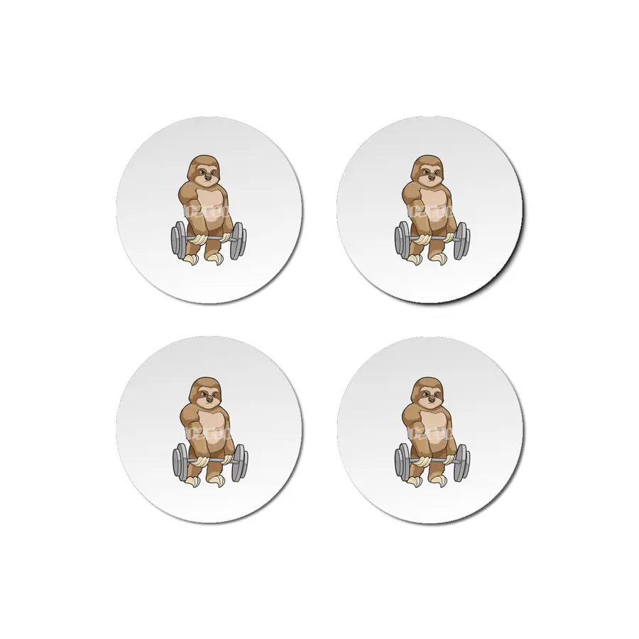 Sloth at Bodybuilding with Barbell Bardak Altlığı