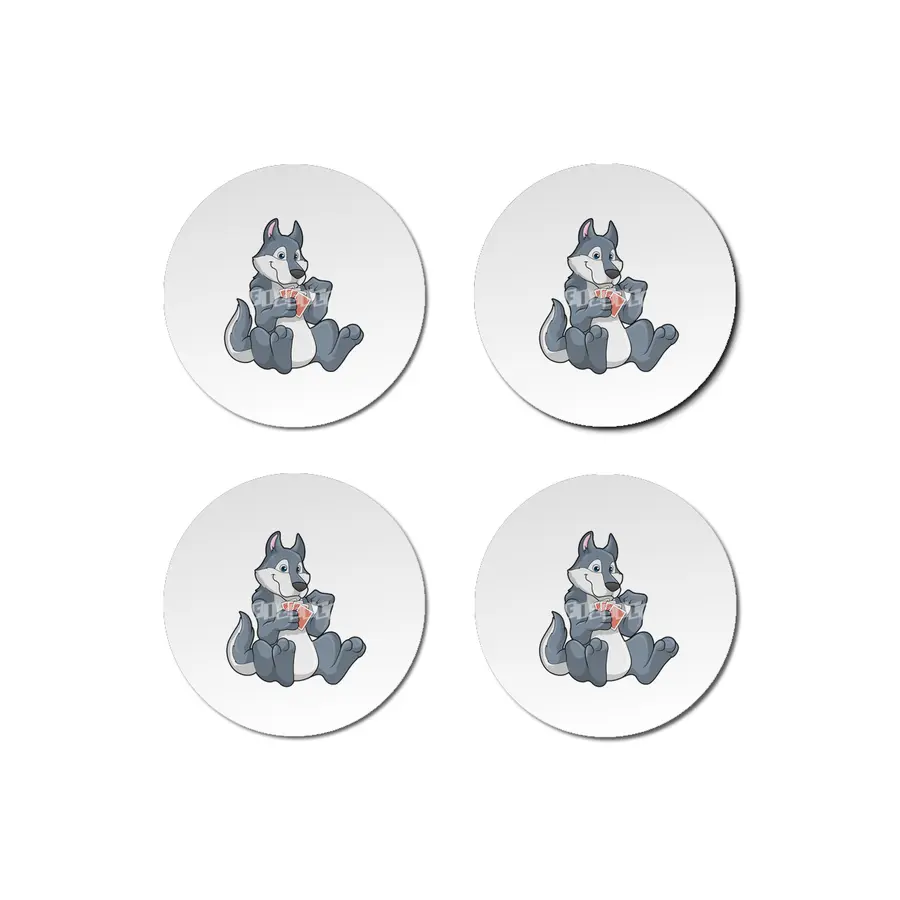 Wolf at Poker with Poker cards Bardak Altlığı