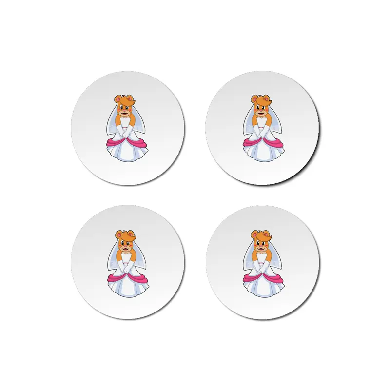 Bear with Wedding dress & Veil Bardak Altlığı