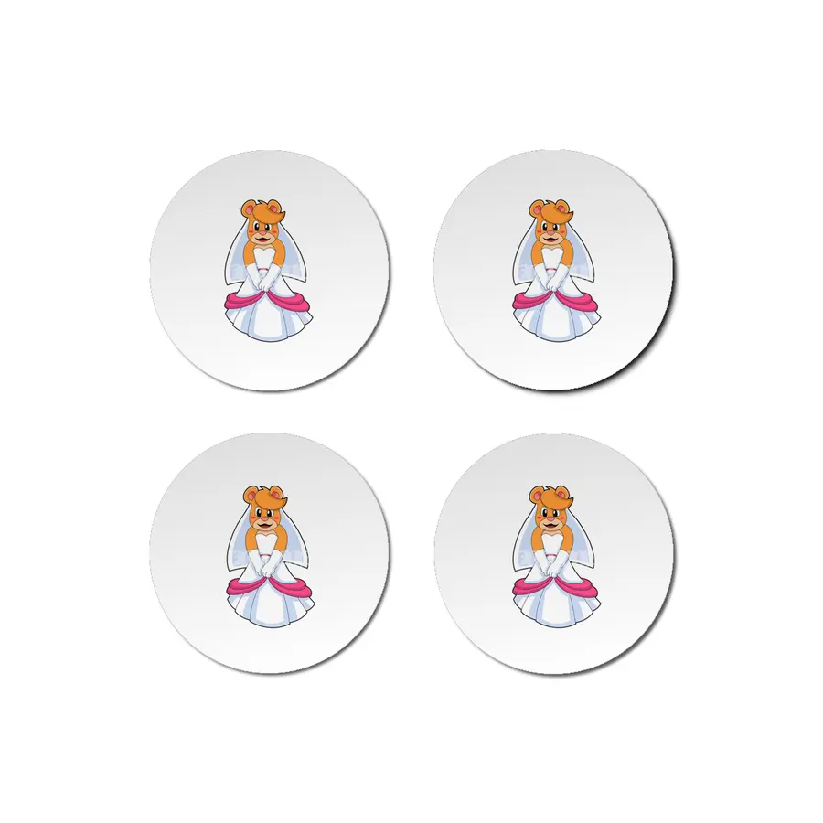 Bear with Wedding dress & Veil Bardak Altlığı