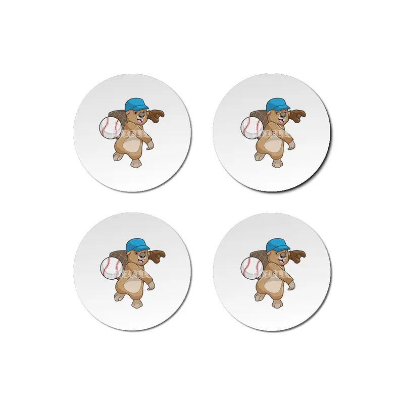 Beaver at Baseball Sports with Cap Bardak Altlığı