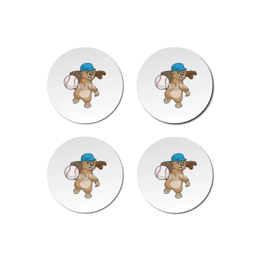 Beaver at Baseball Sports with Cap Bardak Altlığı
