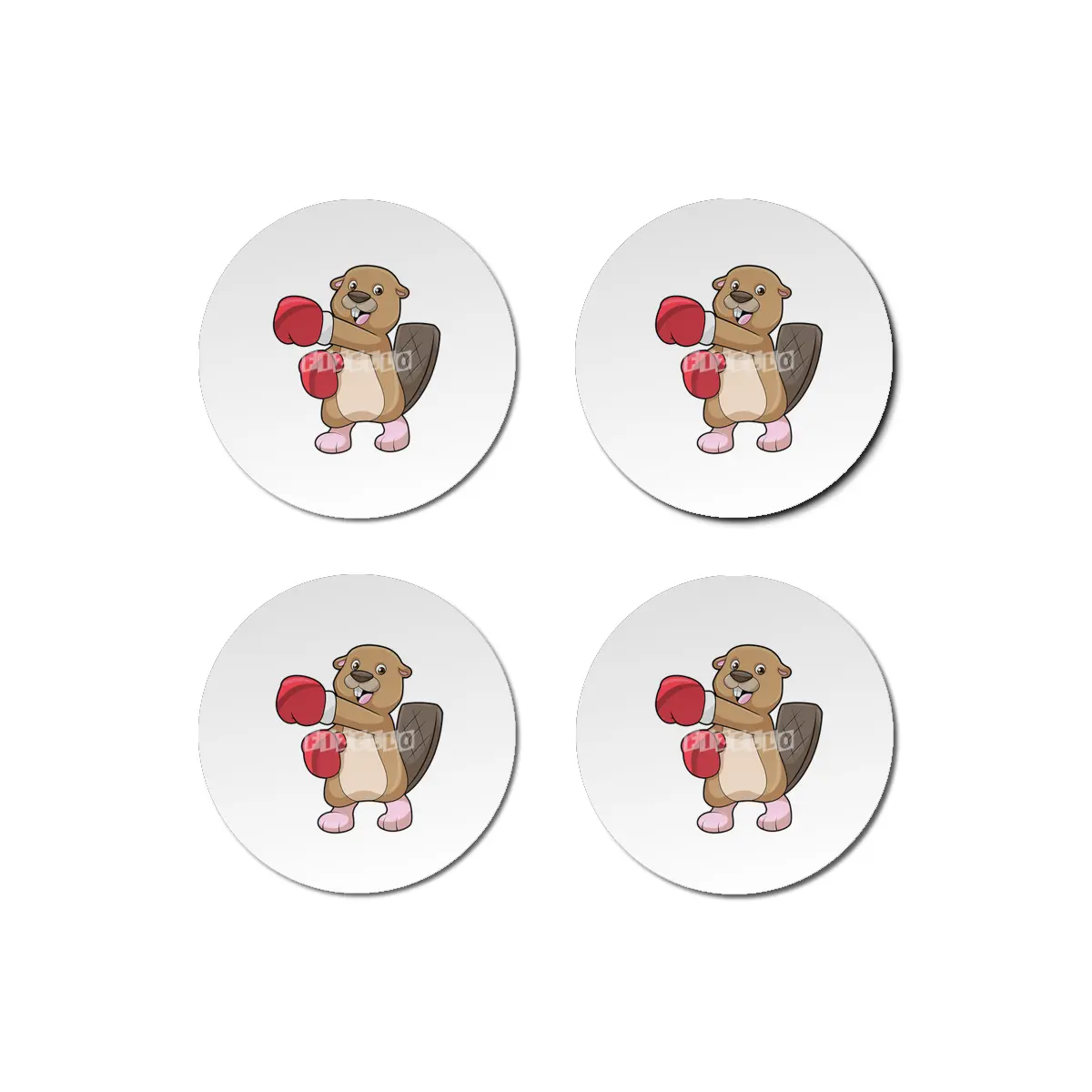 Beaver at Boxing with Boxing gloves Bardak Altlığı
