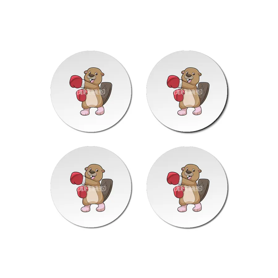 Beaver at Boxing with Boxing gloves Bardak Altlığı