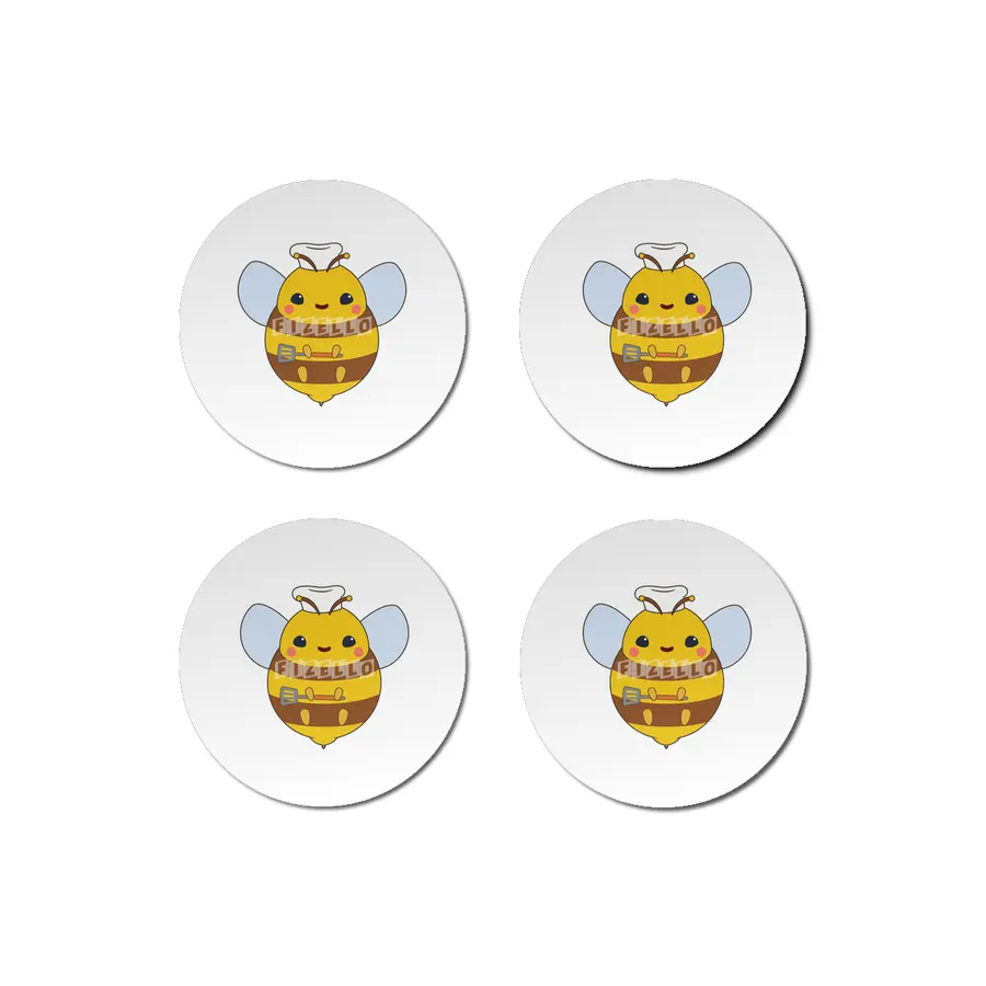 Bee as Cook with Chef's hat & Spatula Bardak Altlığı