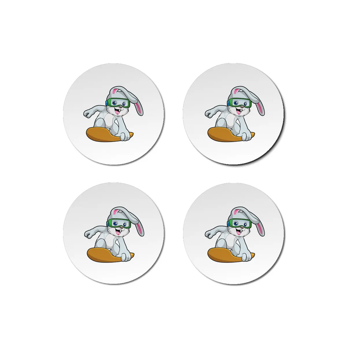 Bunny as Snowboarder with Snowboard Bardak Altlığı