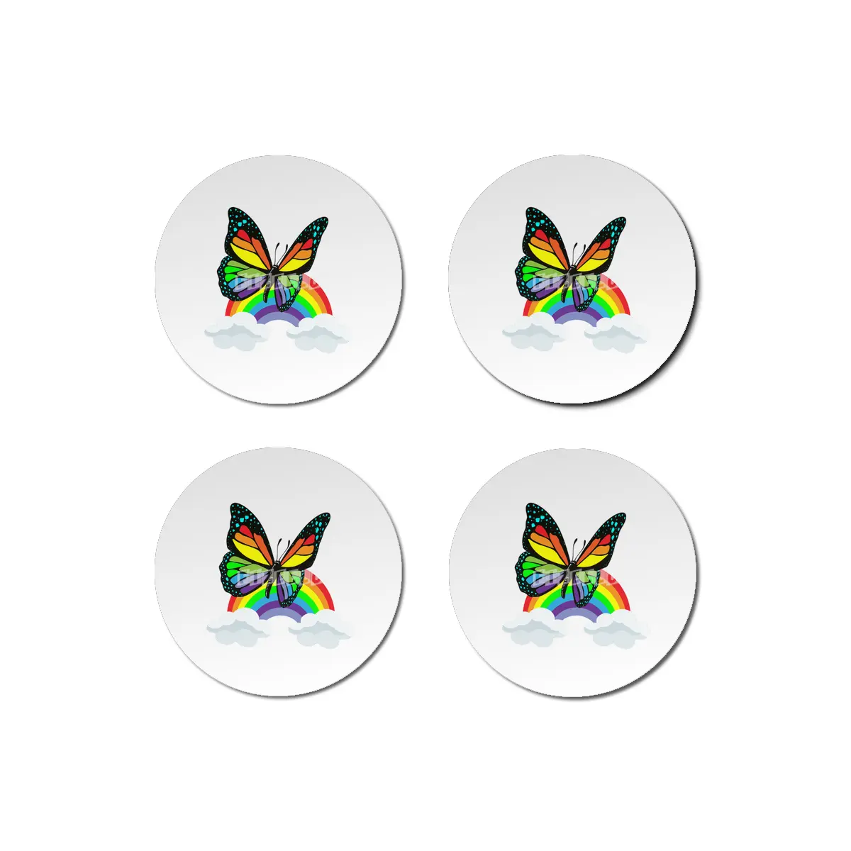 Butterfly with Rainbow Bardak Altlığı