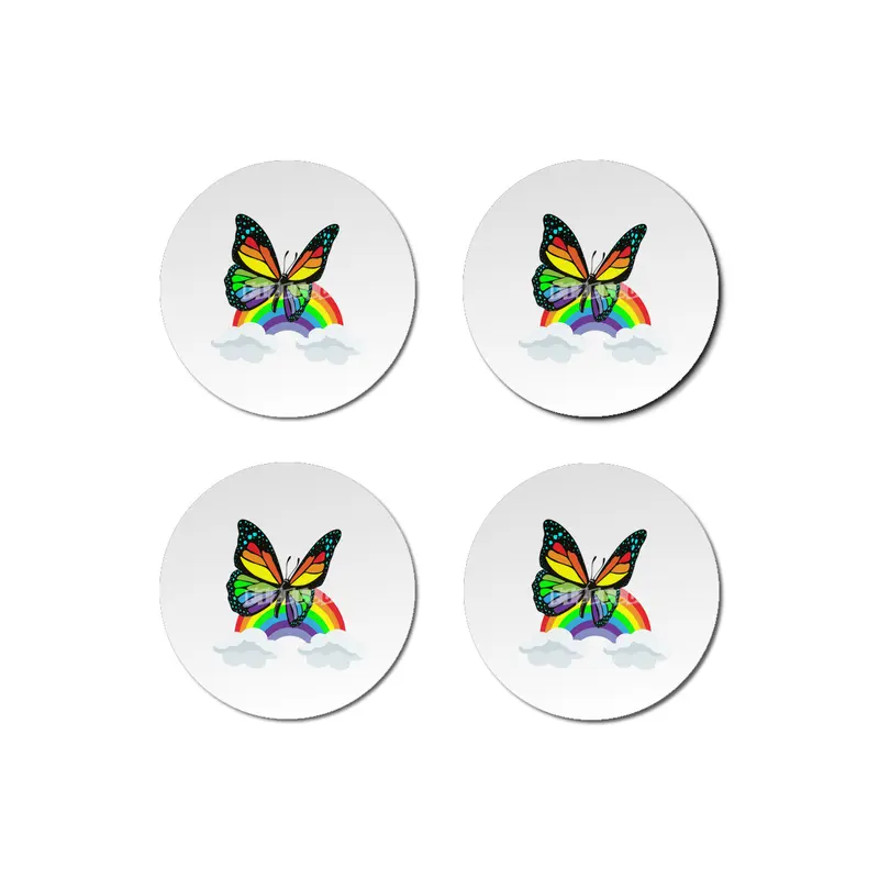 Butterfly with Rainbow Bardak Altlığı