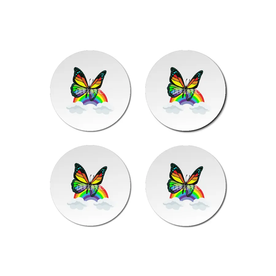 Butterfly with Rainbow Bardak Altlığı