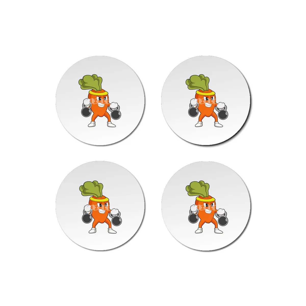 Carrot at Fitness with Dumbbells Bardak Altlığı