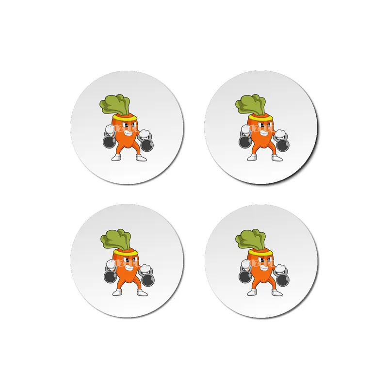Carrot at Fitness with Dumbbells Bardak Altlığı