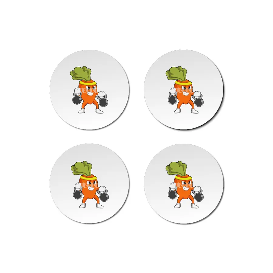 Carrot at Fitness with Dumbbells Bardak Altlığı