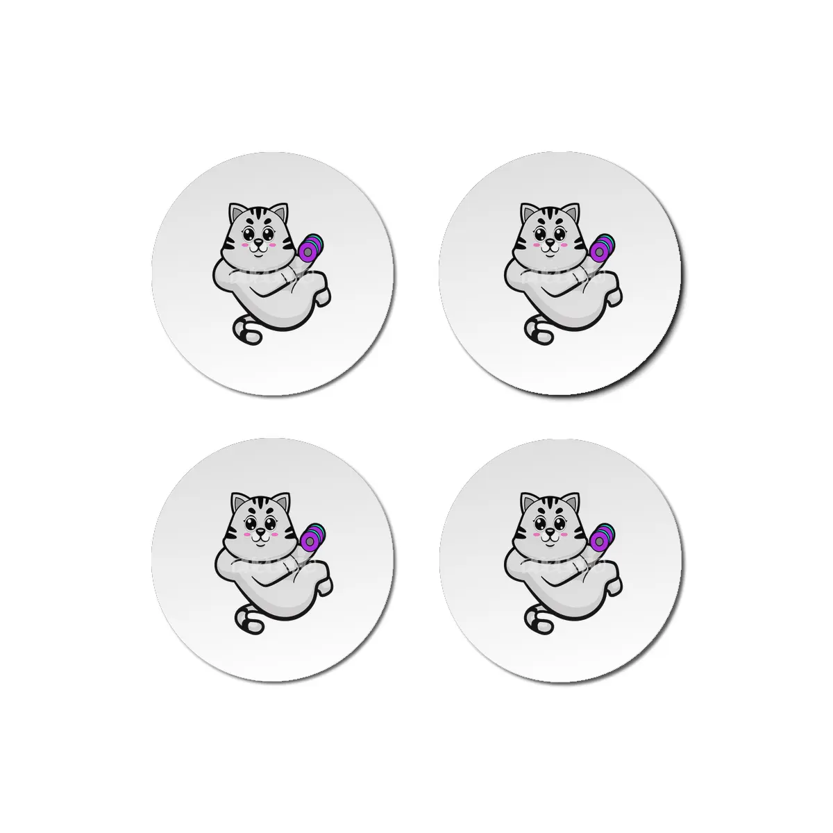 Cat as Bodybuilder with Dumbbell Bardak Altlığı