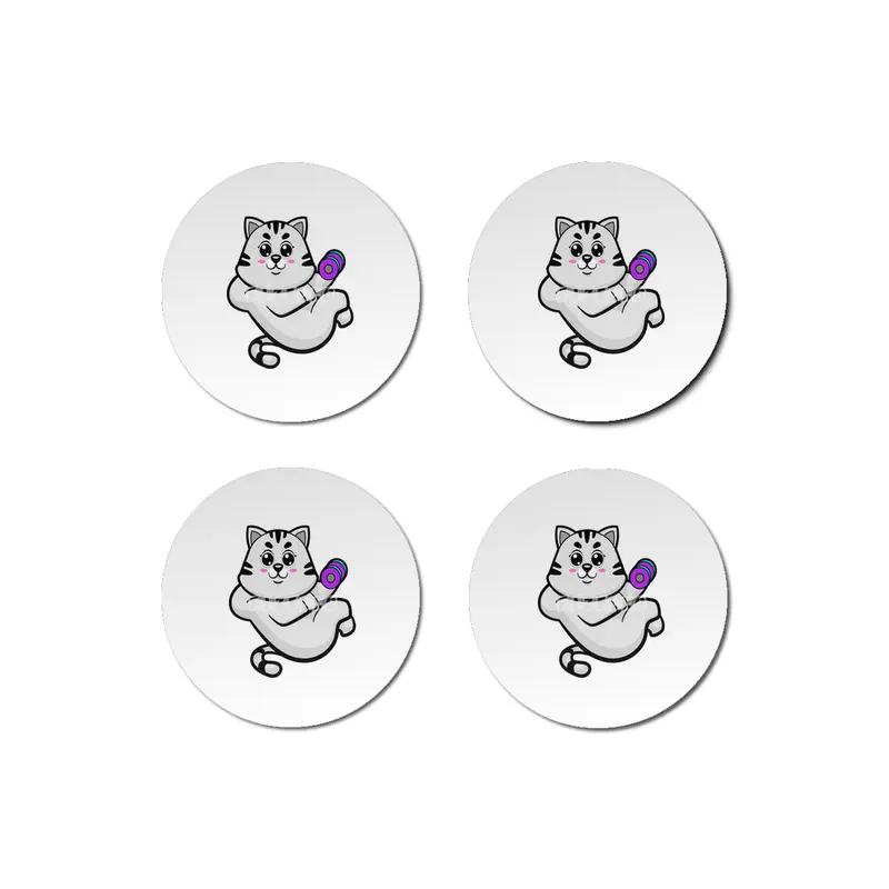 Cat as Bodybuilder with Dumbbell Bardak Altlığı