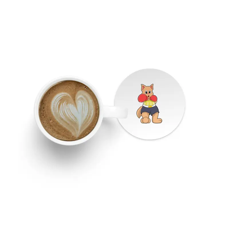 Cat as Boxer at Boxing Bardak Altlığı