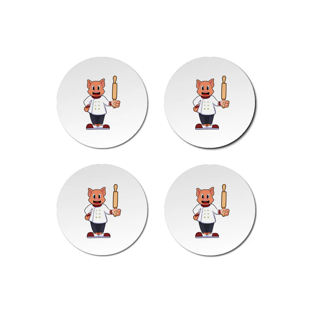 Cat as Cook with Cooking apron & Rolling pin Bardak Altlığı