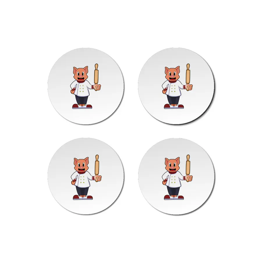 Cat as Cook with Cooking apron & Rolling pin Bardak Altlığı