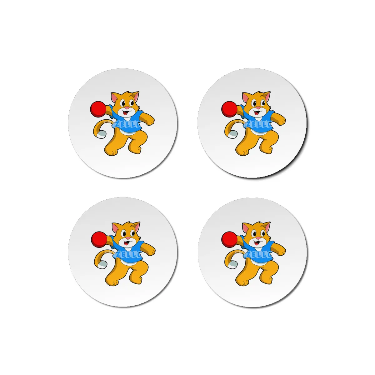 Cat as Handball player with handball Bardak Altlığı