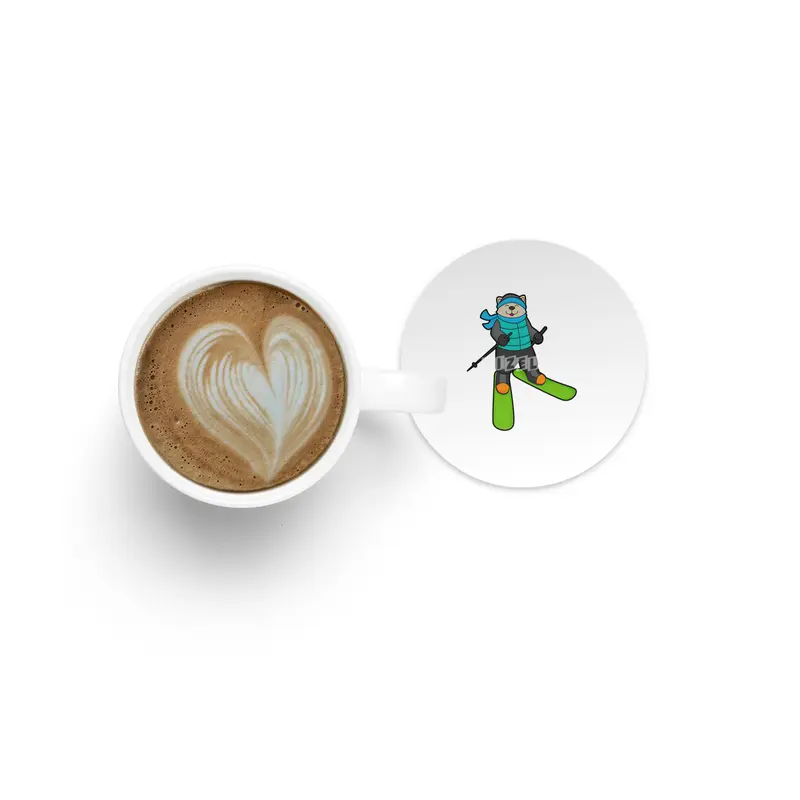 Cat as Skier with Ski Bardak Altlığı