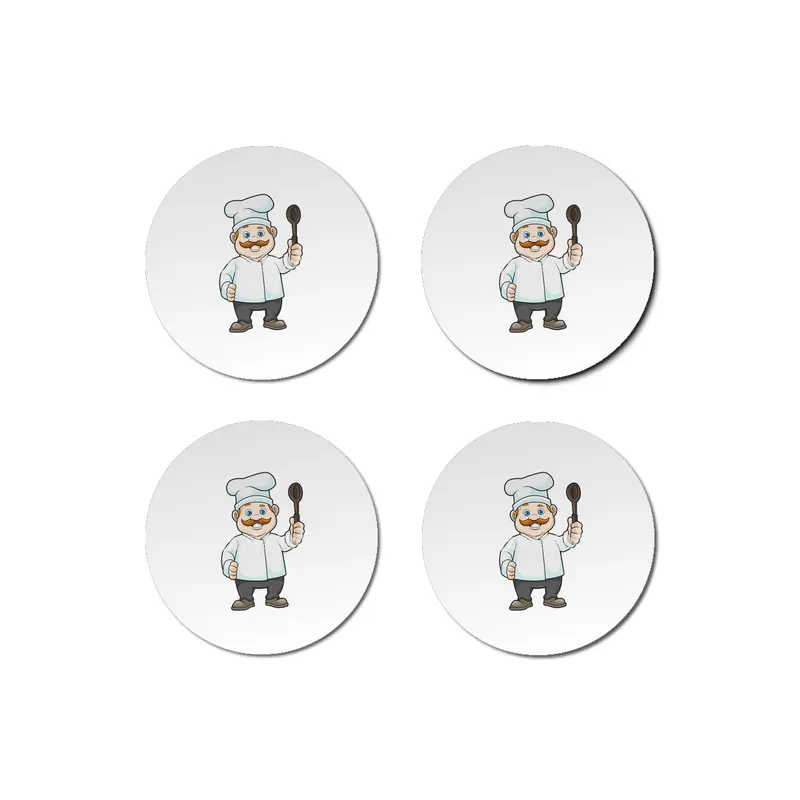 Chef with Chef's hat & Soup spoon Bardak Altlığı