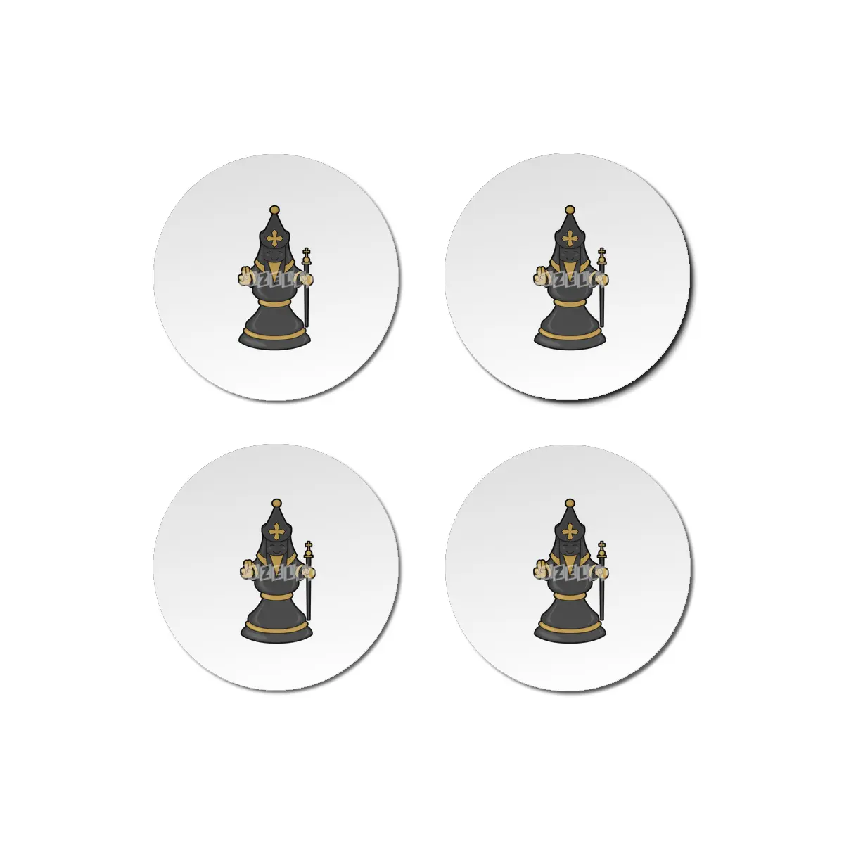 Chess piece Bishop at Chess with Staff Bardak Altlığı