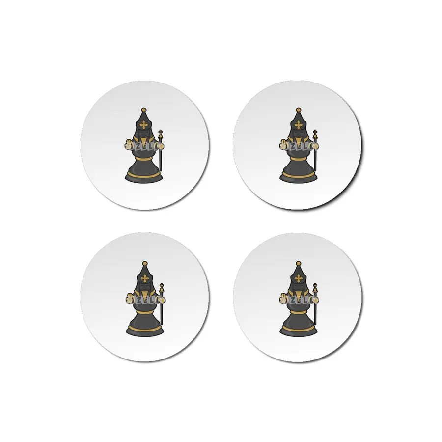 Chess piece Bishop at Chess with Staff Bardak Altlığı