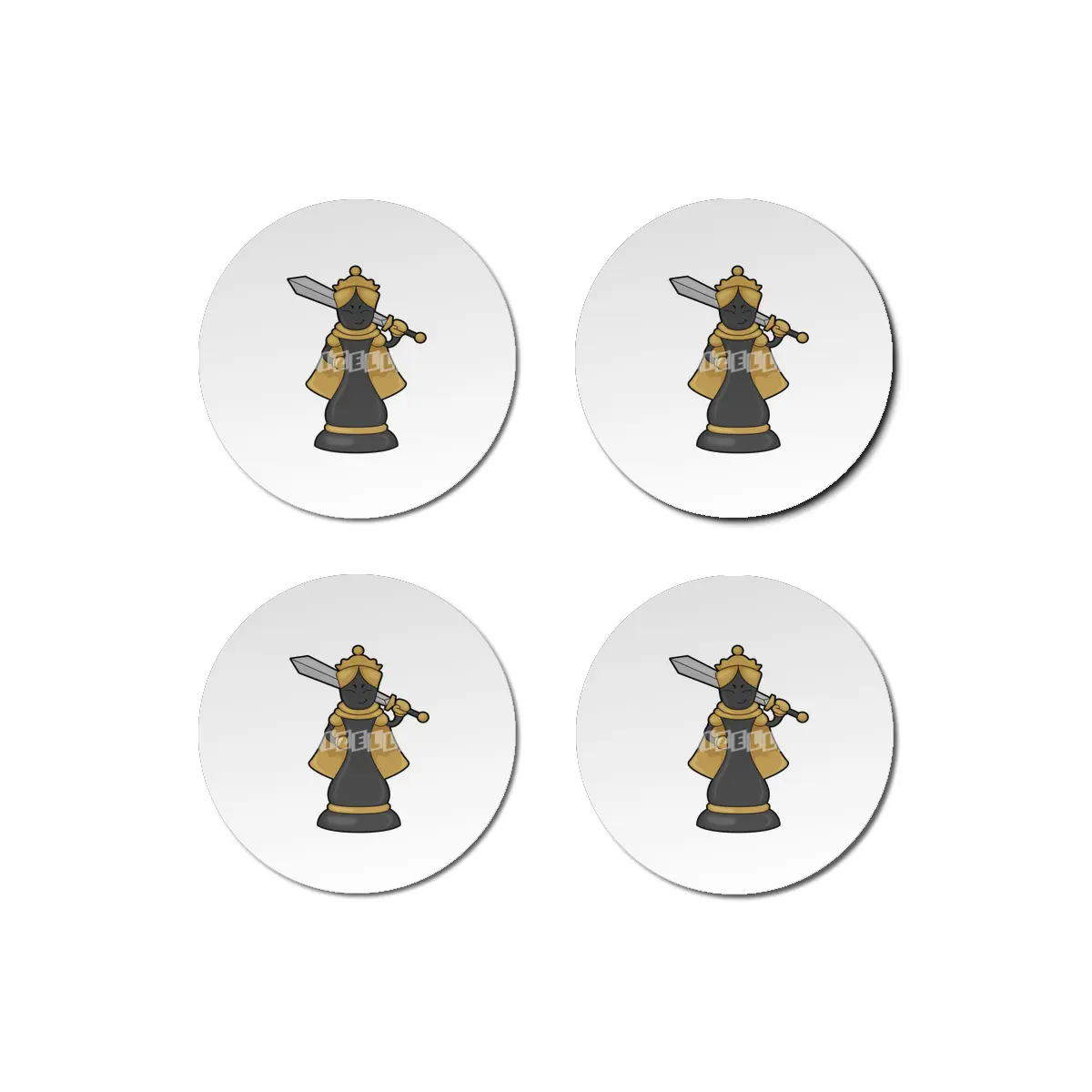 Chess piece Queen at Chess with Sword Bardak Altlığı