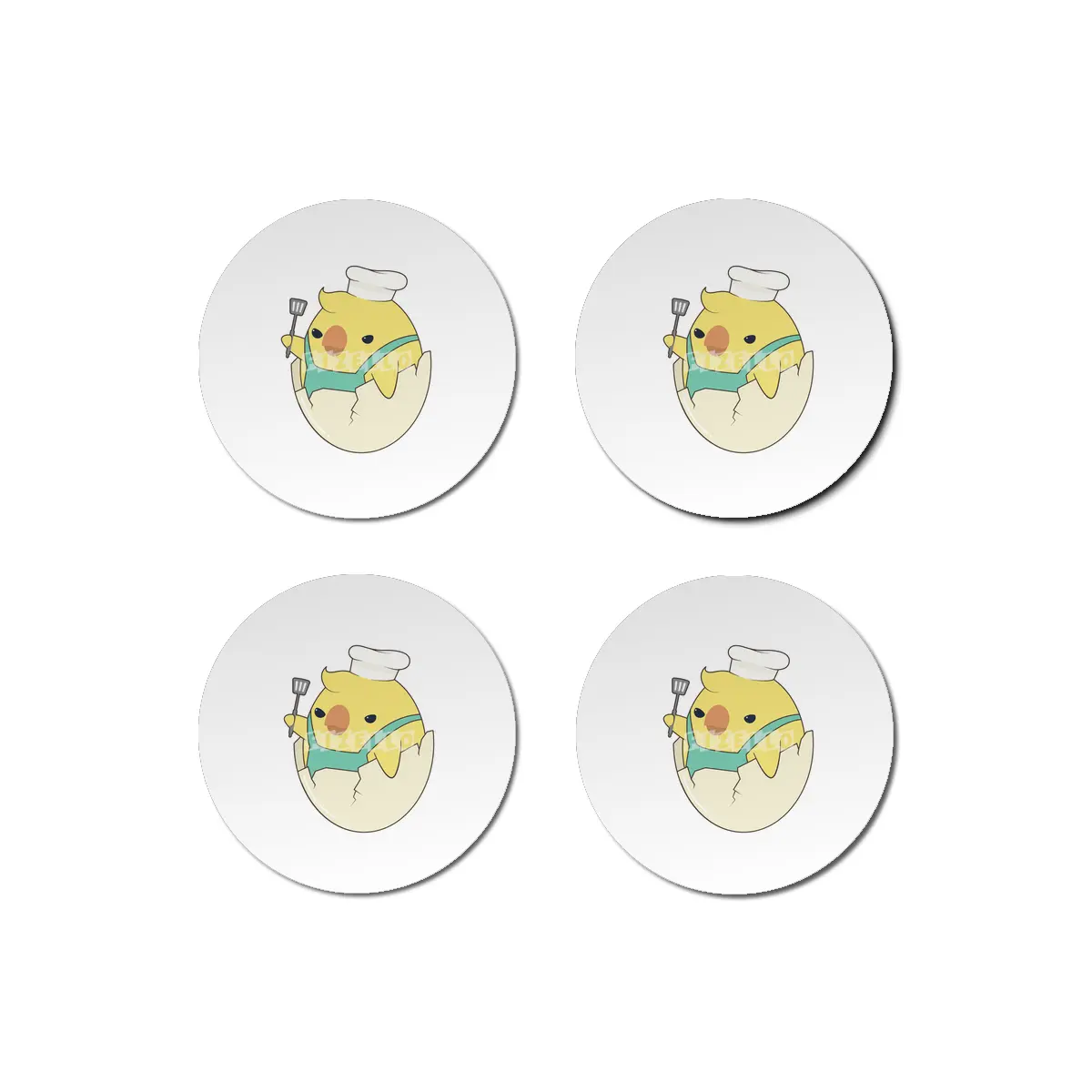 Chick as Cook with Chef's hat & Spatula Bardak Altlığı