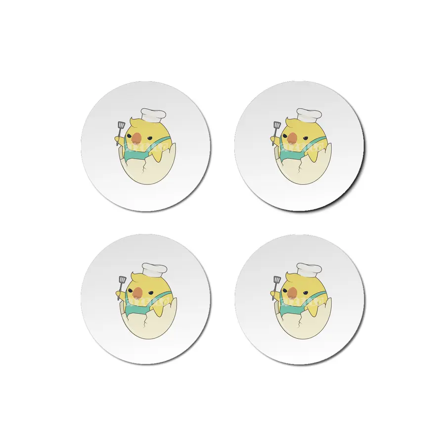Chick as Cook with Chef's hat & Spatula Bardak Altlığı