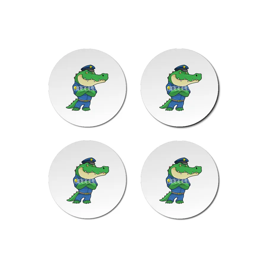 Crocodile as Police officer with Police uniform Bardak Altlığı