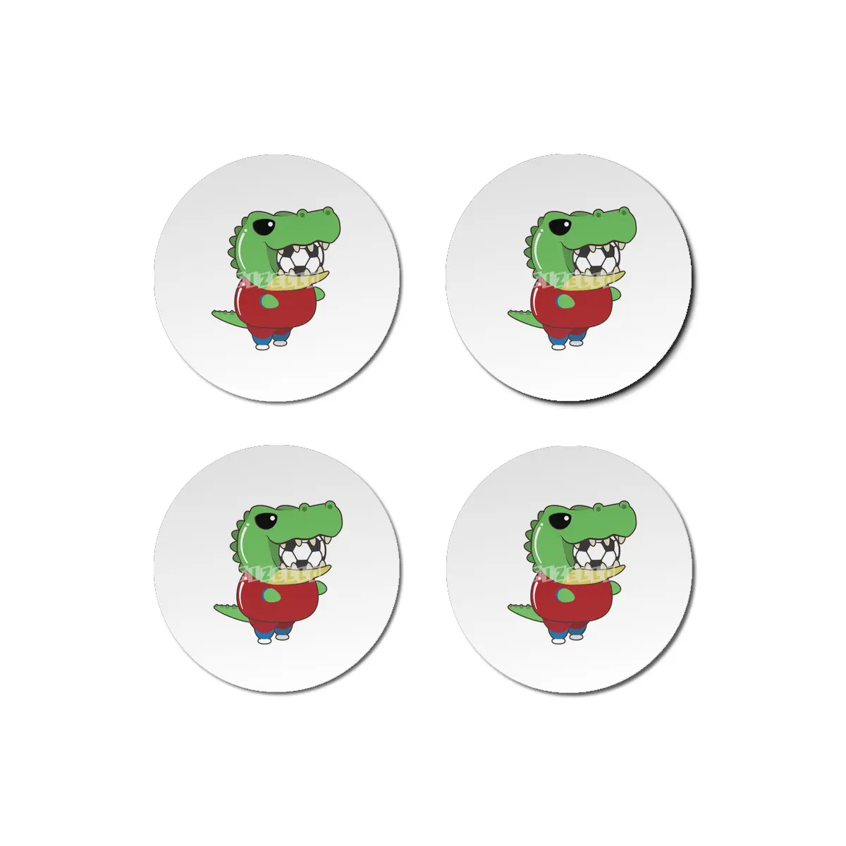 Crocodile as Soccer player with Soccer ball Bardak Altlığı