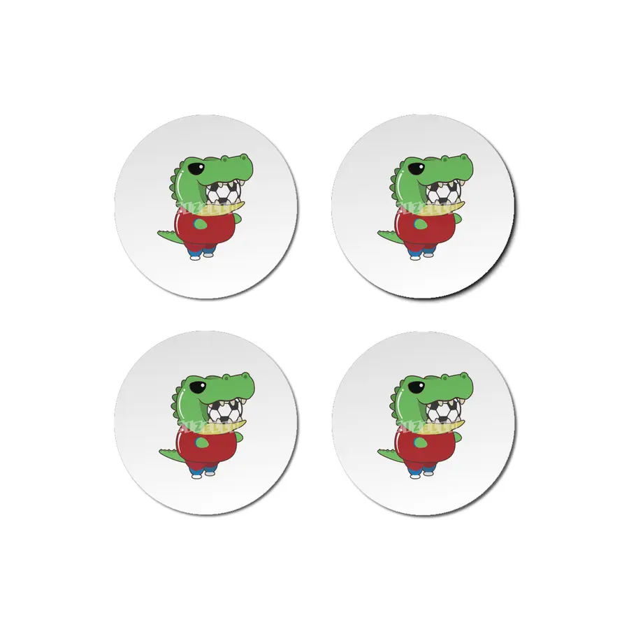 Crocodile as Soccer player with Soccer ball Bardak Altlığı
