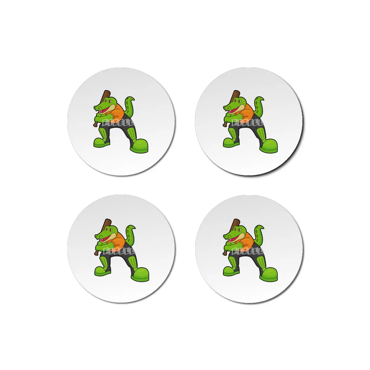 Crocodile at Cricket with Cricket bat Bardak Altlığı
