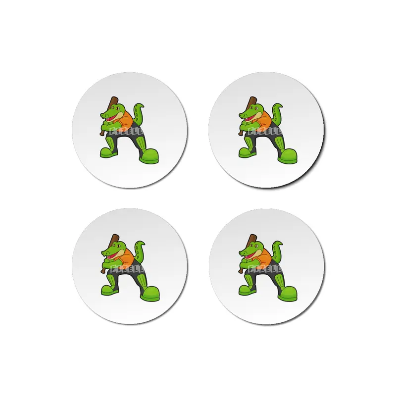 Crocodile at Cricket with Cricket bat Bardak Altlığı