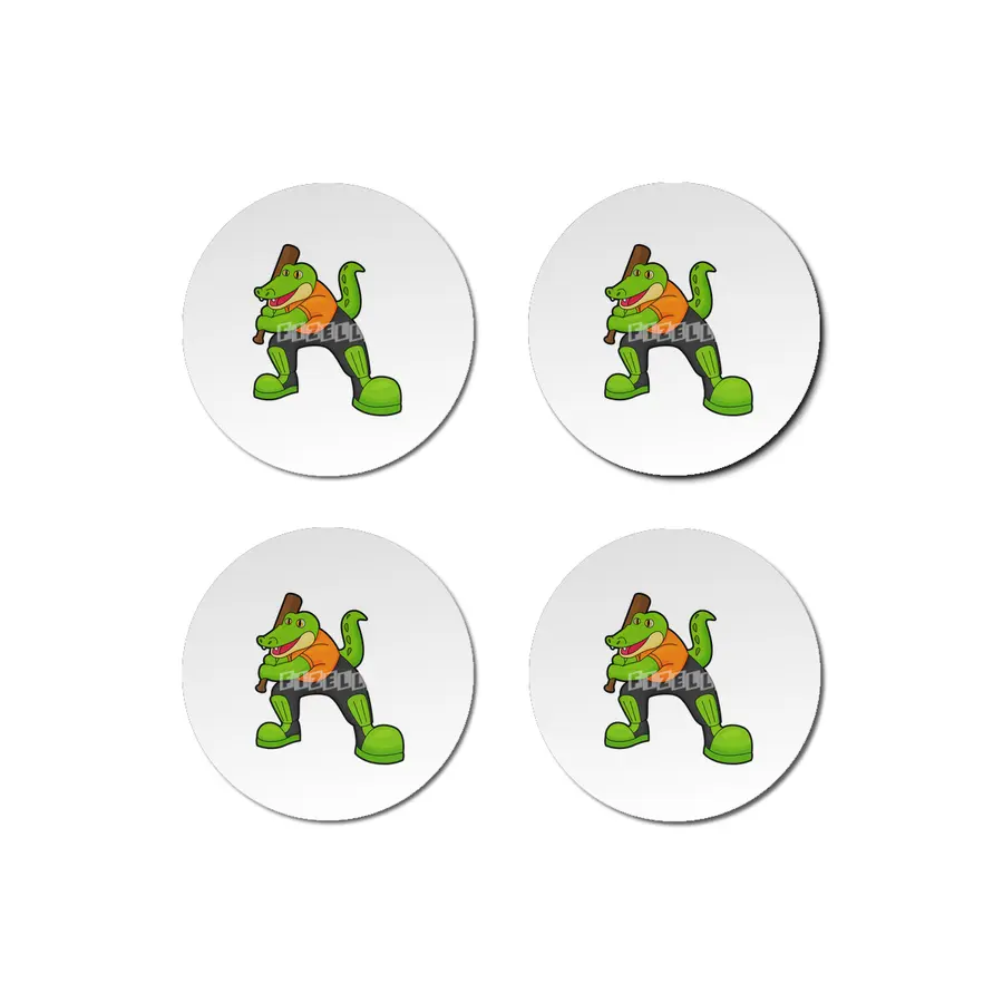 Crocodile at Cricket with Cricket bat Bardak Altlığı