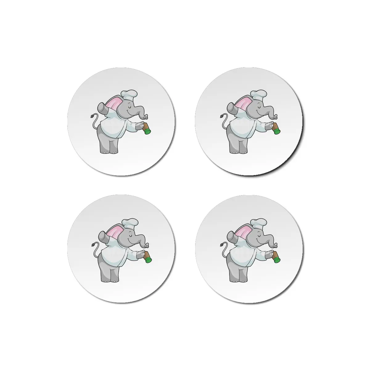 Elephant as Chef with Salt shaker Bardak Altlığı