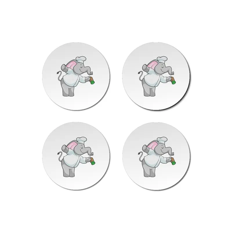 Elephant as Chef with Salt shaker Bardak Altlığı