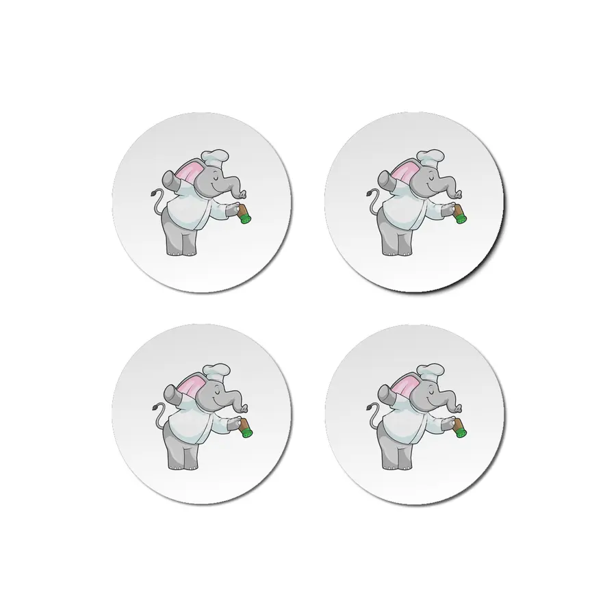 Elephant as Chef with Salt shaker Bardak Altlığı