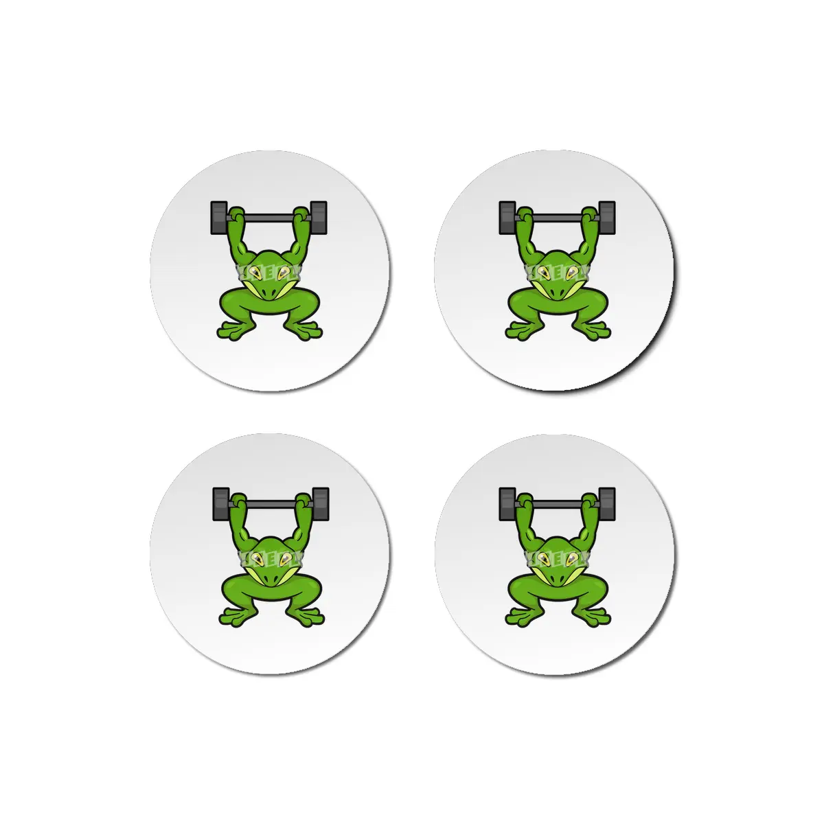 Frog at Bodybuilding with Barbell Bardak Altlığı