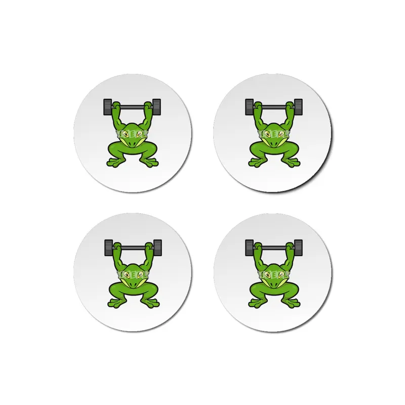 Frog at Bodybuilding with Barbell Bardak Altlığı