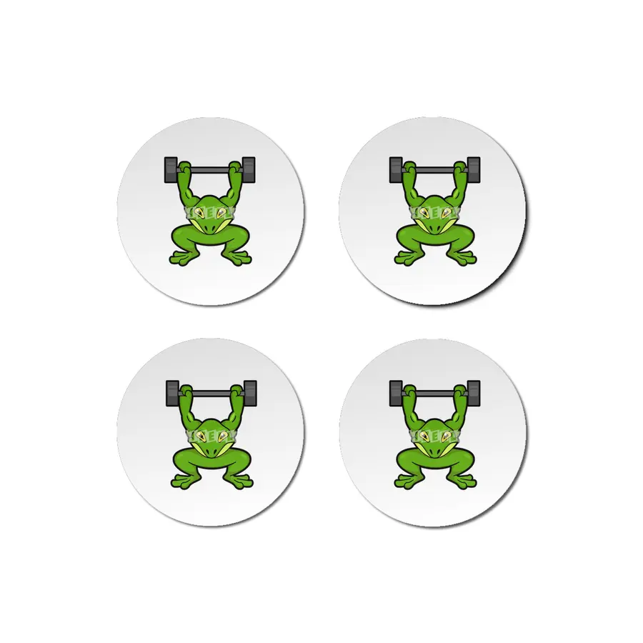 Frog at Bodybuilding with Barbell Bardak Altlığı