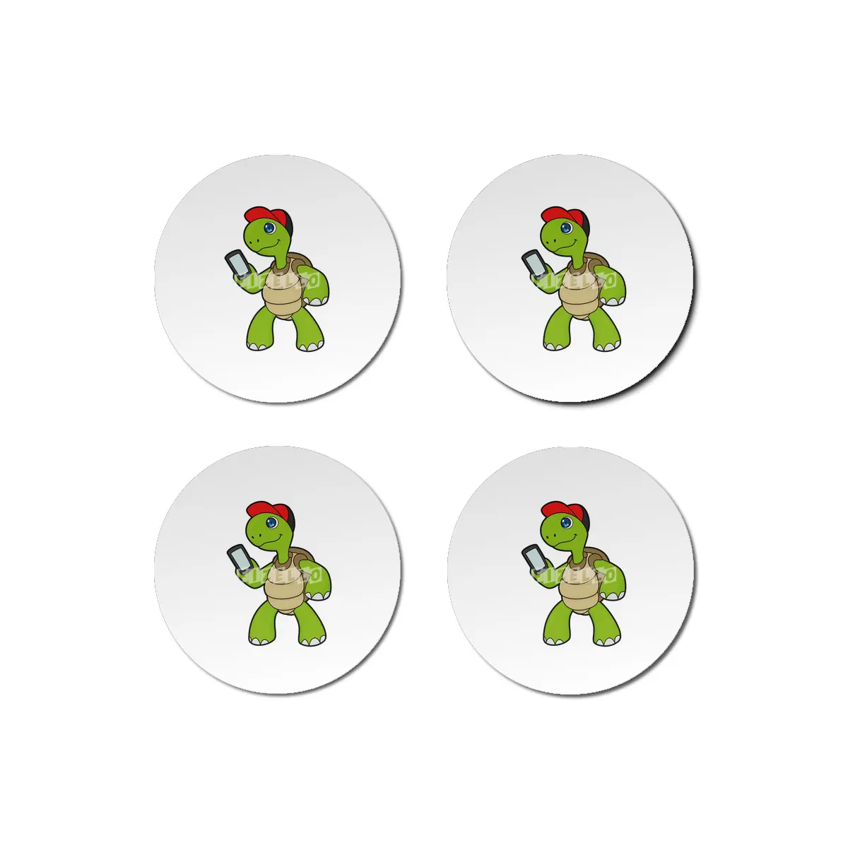 Turtle with Phone & Hat Bardak Altlığı