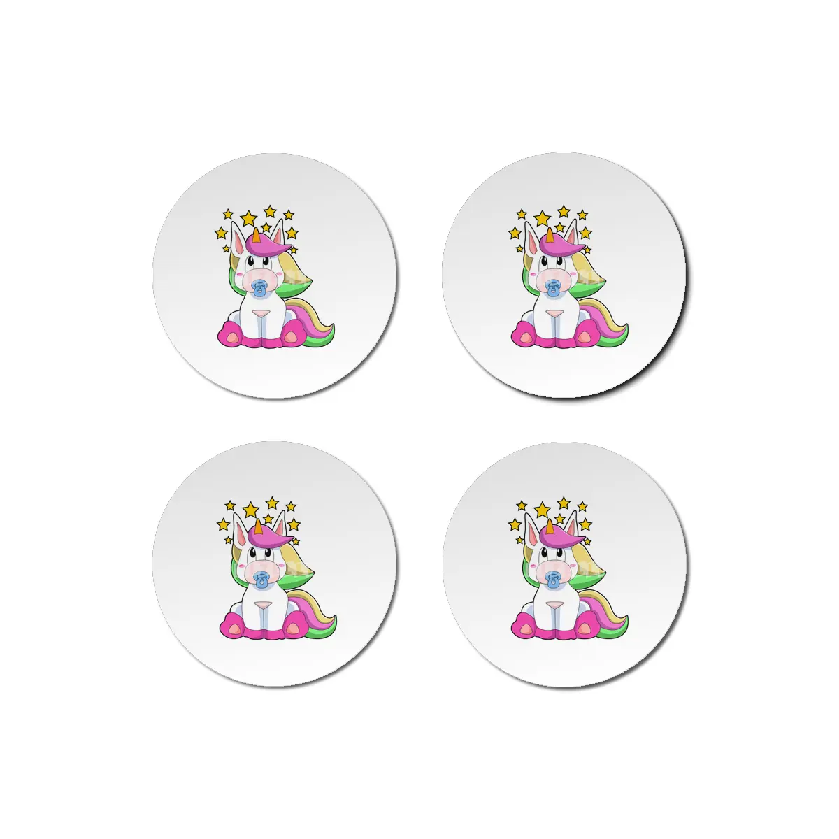Unicorn as Baby with Pacifier Bardak Altlığı