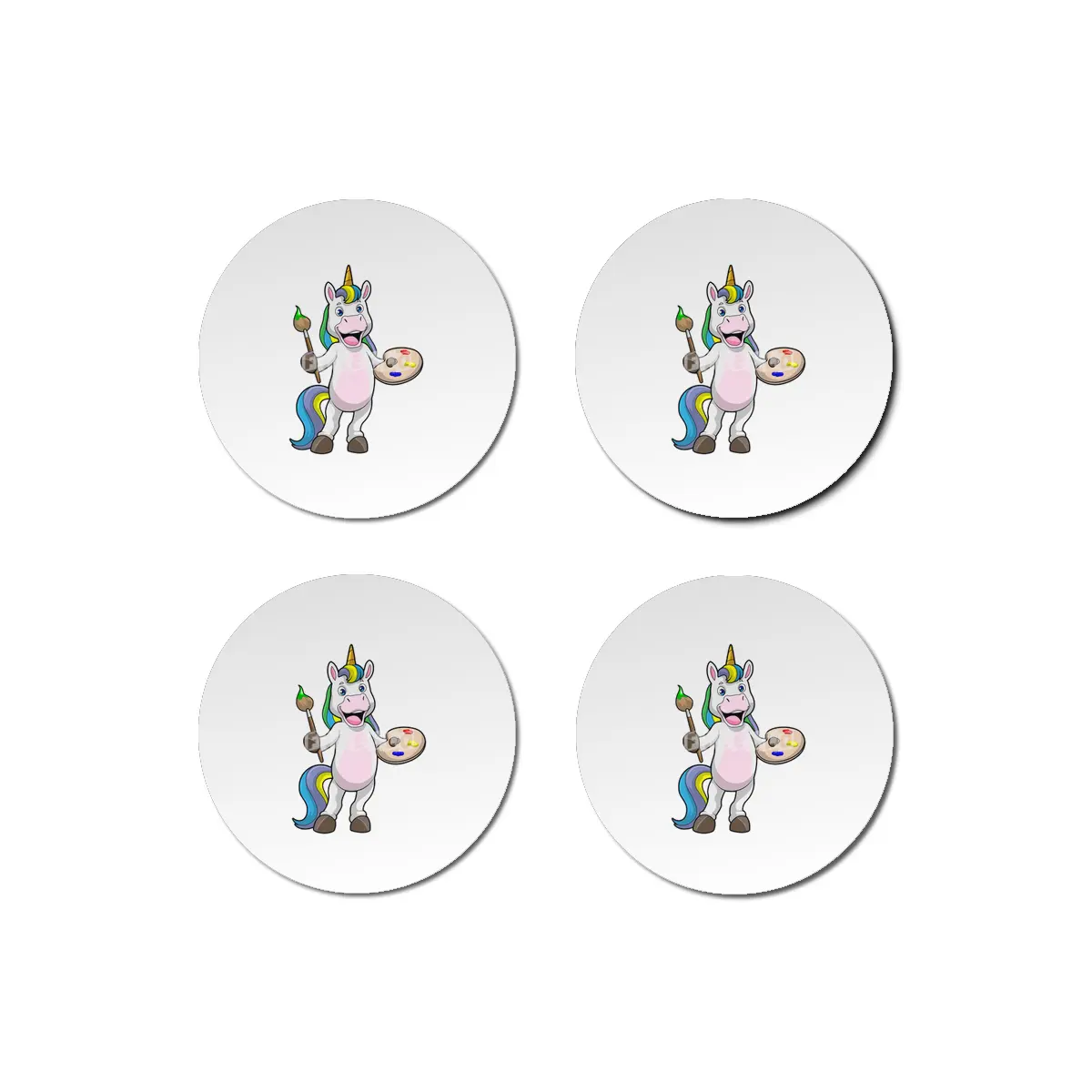 Unicorn at Painting with Brush & Colour Bardak Altlığı